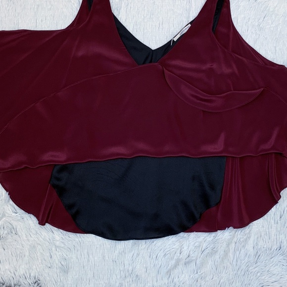 Lavender Brown 100% Silk Cold Shoulder Blouse NWT - Picture 4 of 7